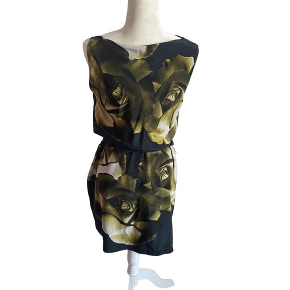 $345 Robert Rodriguez Roses floral Print Silk Dress- Tunic 6 Drape One Shoulder - Picture 8 of 13